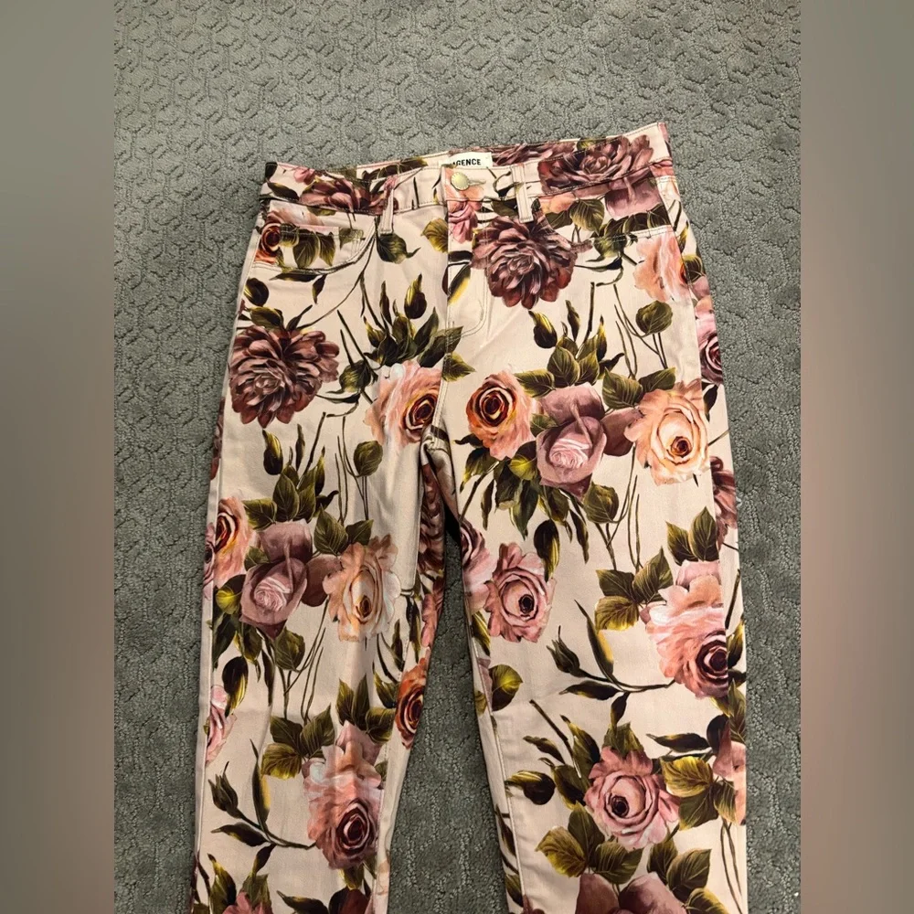 L'AGENCE Cream/Pink Floral Margot High Rise Skinny Ankle Jean Sz 28 EUC - Picture 3 of 11